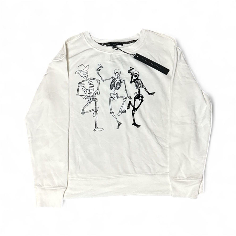Cream Colored Skeleton Print Sweater NWT Size Medium By Jane + Delancey